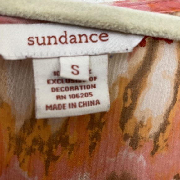 Sundance Womens Blouse Top Size S 100% Silk Tie Dye Boho Embroidered - Picture 6 of 7